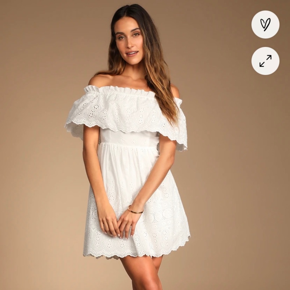 Lulu’s off shoulder eyelet dress
